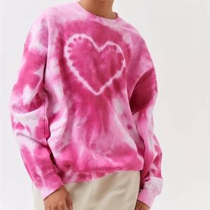 Urban Outfitters Urban Renewal Remade Heart Tie-Dye Crew Neck Sweatshirt